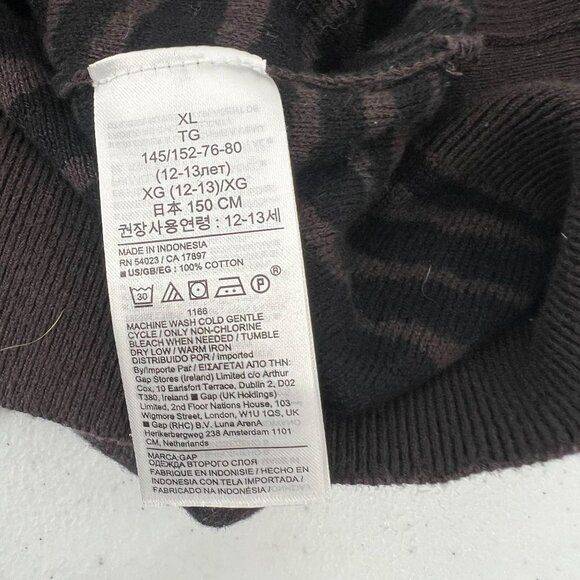 Gap Kids XL (12) Zebra Print Sweater Brown Black Shaker Knit Crew Neck Cotton - Picture 5 of 8